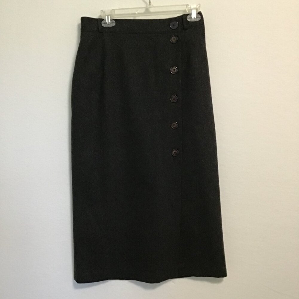 Vintage Honobber Wool Midi Skirt With Button Detail Size 11/12